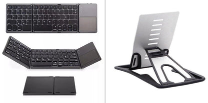 Foldable black keyboard and stand