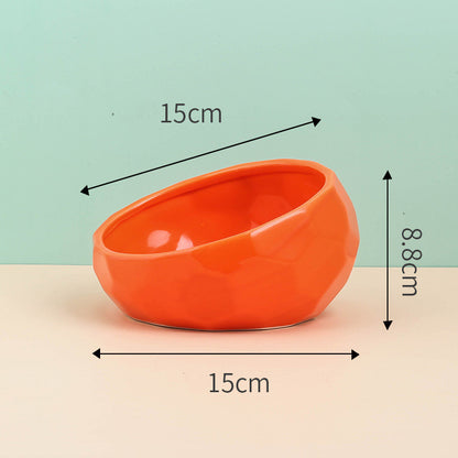 Ceramic Oblique  Pet Bowl