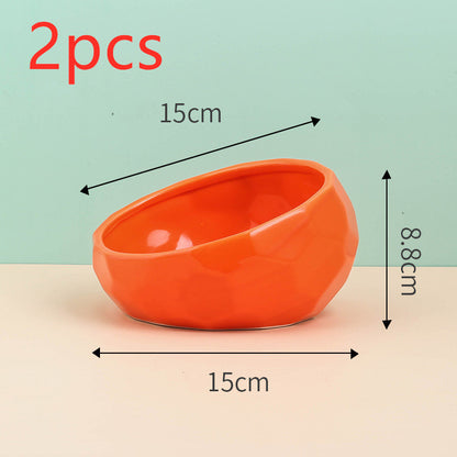 Ceramic Oblique  Pet Bowl