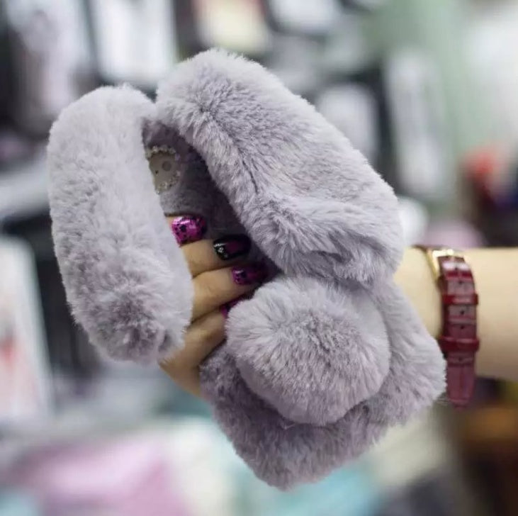 Fluffy Bunny Rabbit Fur Silicone Phone Cases