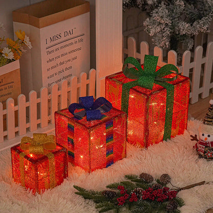 Light-Up Gift Box Decorations for Yard